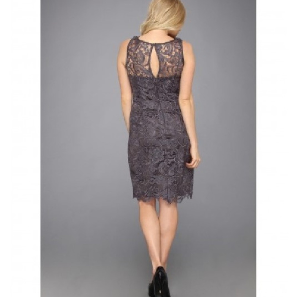 Adrianna Papell illusion neck lace dress size 6 B2 - Picture 5 of 6